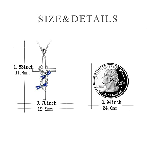 POPLYKE Cross Necklace for Women 925 Sterling Silver Cross Pendant Necklace Animal Jewelry Christmas Gifts for Women Mother Grandma4