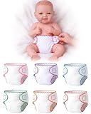 BABESIDE 6 Baby Doll Diapers, Reusable Diaper Accessories for 12-15 Inch Baby Dolls, Pretend Play Set