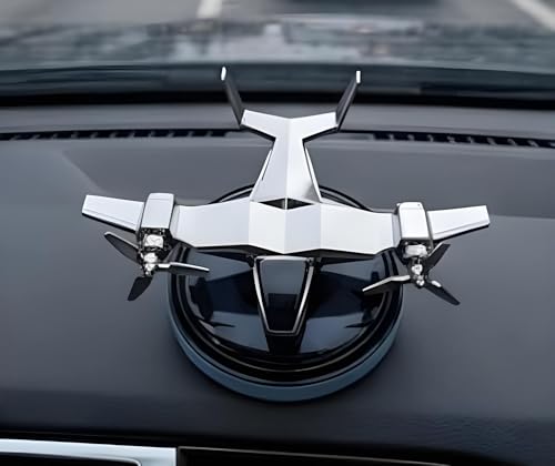 Image of Eltron Turbo Imported Glider Working On Solar Power Car Interior Accessories Decoration Rotating Fan Dashboard Aroma Organic Fragrance Car Perfume (Silver Crome, Jet)