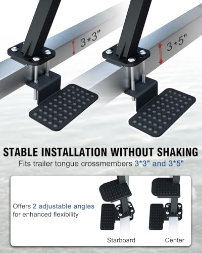 Aupar Boat Trailer Steps, Heavy-Duty Trailer Tongue Steps with Safety Grab Handle, Fits 3" x 3" & 3" x 5", 450lbs Capacity (4 Step, Raised Anti-Slip)
