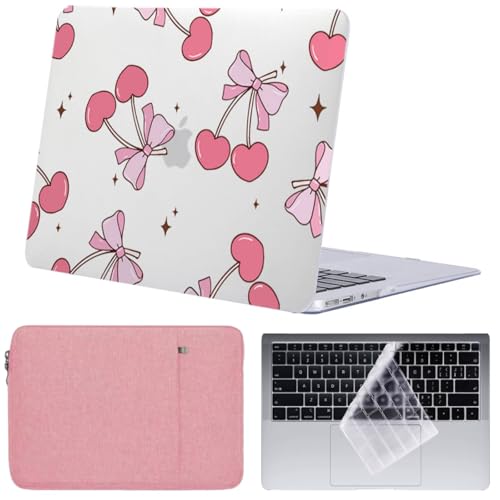 Funda MacBook Air 13 A1466 con bolsa y protector de teclado diseño cerezas