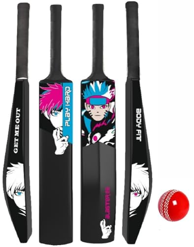 Image of Bodyfit Heavy Duty Plastic Premium Cricket Bat for Men, Women & Children | Lightweight| Full Size| | Hard Plastic Bat Red | 1 Piece, 1 Soft /Wind Ball. (PlayHard)