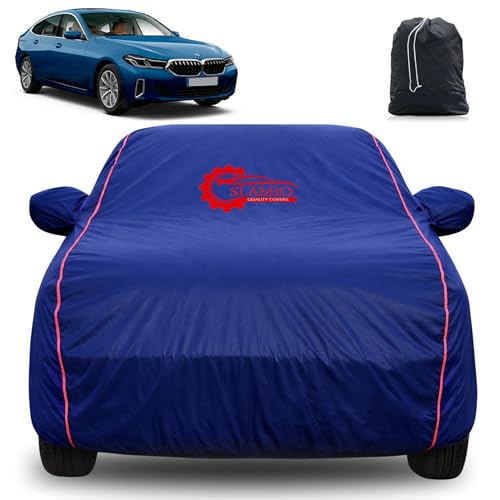 Image of 100% Waterproof Car Cover for BMW 6 Series GT | All-Weather, Dustproof & UV Protection | Heavy-Duty 3-Layer Fabric | Custom Fit with Mirror & Antenna Pocket | Navy Blue