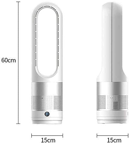 Diagram showing the dimensions of the bladeless tower fan: 60cm height and 15cm diameter.