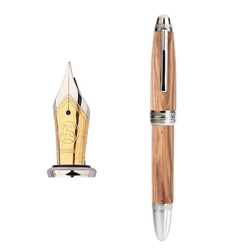 Penna stilografica in legno con rivetto con perla, per ufficio e scuola, cancelleria per scrittura e lavoro, Gfit (palissandro)