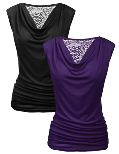 Zeagoo Womens Tank Tops 2 Pack Trendy Going Out Tops Sleeveless Shirts Ruched Business Casual Basic Tunic Tops Outfits