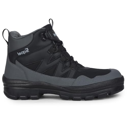 Image of Liberty Leap7x DRAWNER-1E Sports Casual Lacing Trekking Shoes for Men - Olive Green & Black | Comfortable and Durable | Suitable for Walking, Running, Outdoor and Hiking Boots Footwear | Cushioned Footbed