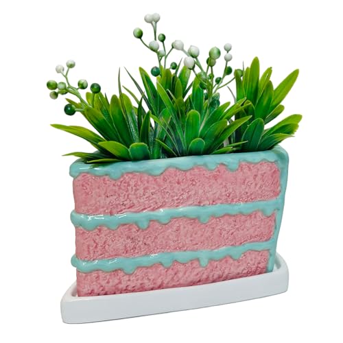 Streamline Imagined Birthday Slice of Cake Planter Set - Mint
