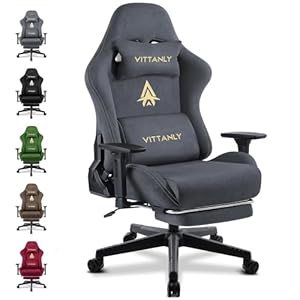 Gaming Stuhl, Luxuriöser Atmungsaktiver Wildlederimitat Bürostuhl Gaming Chair, Ergonomischer Gamer Stuhl mit Fußstütze Kopfstütze und Lendenkissen, 3D Armlehnen, 90-155° Rückenlehne, Grau