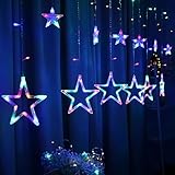 One94Store Star Curtain String Decorative LED Lights – 3 Meter Multicolor Plug-in Lights with 108 LEDs, 8 Lighting Modes (6+6 Star Design) for Wall, Corner, Festival, Party & Home Decoration