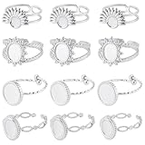 16 pièce de supports de bague cabochon:Il existe 4 styles de supports de bague cabochon, 4 pièce de chaque, 16 pièces au total, avec une petite boîte carrée pour le rangement. Vous pouvez essayer différents styles de bagues, comme le style vintage, style minimaliste, style exagéré, etc.., et les magnifiques bagues que vous confectionnez sont un excellent choix pour vous même ou comme cadeau pour vos amis