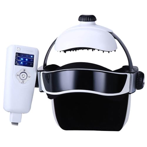 MCWYH Electric Head Massager, Neck Massage Helmet, Deep Head Massage with Music, Hot Compress