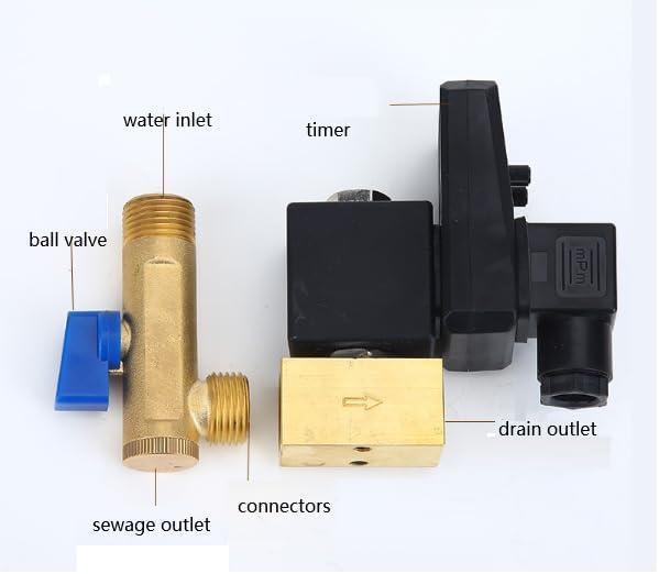 Miniatura 3 de Válvula de drenaje automática de tanque de gas con compresor de aire de 2 vías con temporizador electrónico de 110 V CA de 12 pulgadas