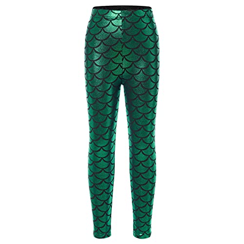 Kids Girls Mermaid Leggings Shiny Metallic Stretch Fish Scale Dance Tights Long Pants Trouser2