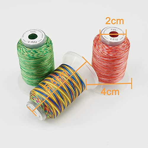 New brothread 12 Colors Variegated Polyester Embroidery Machine Thread Kit 500M (550Y) Compatible with Brother Janome Babylock Singer Pfaff Bernina Husqvaran Embroidery and Sewing Machines-Assortment2
