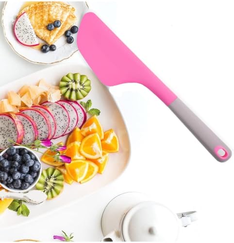 Image of Baskety Silicone Spatula Multipurpose Kitchen Baking Tool for Cake, Cream, Butter & Mixing Silicone Utensil (Dark Pink, Pack of 2)