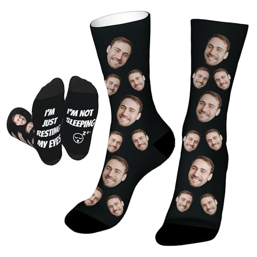 Easycosy Chaussette Personnalisé Photo et Texte, Chaussette Fantaisie avec Visage - Cadeaux Personnalisés Drôles Rigolotes pour Femme Homme Amour Famille Idée Cadeau Fete des Meres