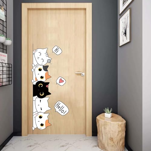 Cat Door Stickers Cartoon Stickers Cat Painted Animals Kids Bedroom Cartoon Bedroom Wall Stickers for Kids Room Decoration Home Decoration - Image 3