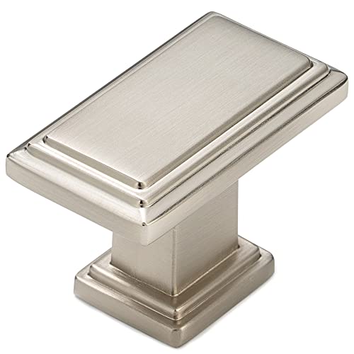 Koofizo Perilla rectangular escalonada para gabinete, mango de níquel cepillado mate (longitud de 40 mm), paquete de 10 para puerta de armario de cocina, cajón de dormitorio, armario de baño