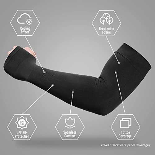 Image of MIZUNA Sun Protection Arm Sleeves Hand gloves For Men & Women,Thumb Holes UPF 50 Arm Cover for Biking,Cricket,Cycling, Golf, Outdoor Sports