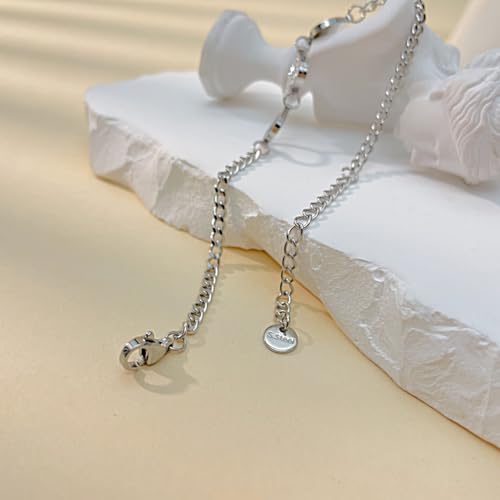 Image of Fashion Stainless Steel Cubic Zirconia Hearts Charm Link Chain Bracelet(White)