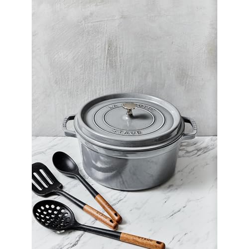Image of Staub Cast Iron 2.75-qt Round Cocotte - Graphite Grey, Made in France