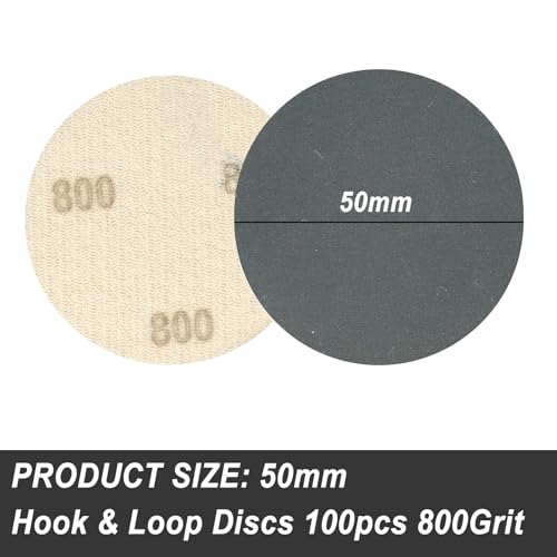 Wanmutrun 50MM Waterproof Sandpaper Hook and Loop 100pcs Grit 800 Silicon Carbide Discs Suitable for Small Polishing Machines - Image 2