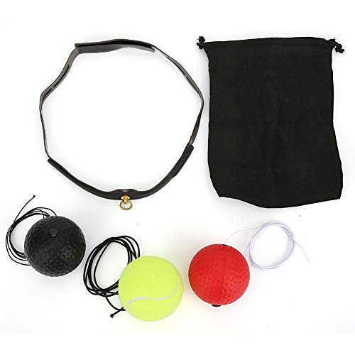 3 Pack Gel Boxing Reflex Ball Set with Headband 3 Difficulty Levels Training Ball for Punching Speed Hand Eye Coordination Workout