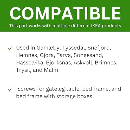 Spare Hardware Parts Bed Frame Cross Brace Screws (Replacement for IKEA Part #117327) (Pack of 12)