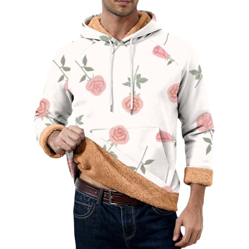 Sudaderas hombres con capucha cómodas de hombros relajados rosa claro L