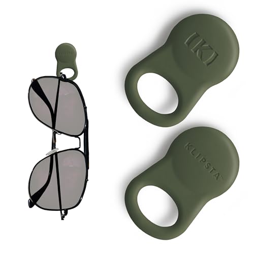 KLIPSTA SPEX Glasses Clips (Olive Green 2-pack) - Magnetic Glasses Holder for Clothes. Eyewear Strap Alternative ID Badge Holder.