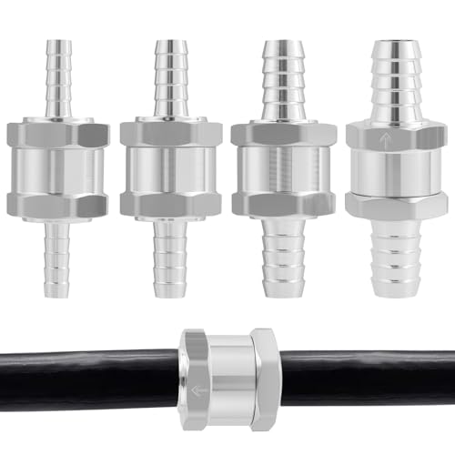 4 Pièces,Clapets Anti-Retour en Aluminium (6mm, 8mm, 10mm, 12mm) pour Systèmes de Carburant à Basse Pression, Compatible avec Essence, Diesel, Huiles et Eau...