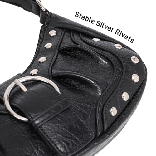 Y2K Purse Small Shoulder Bags for Women with Rivets Punk Style Goth Grunge Emo Handbag4