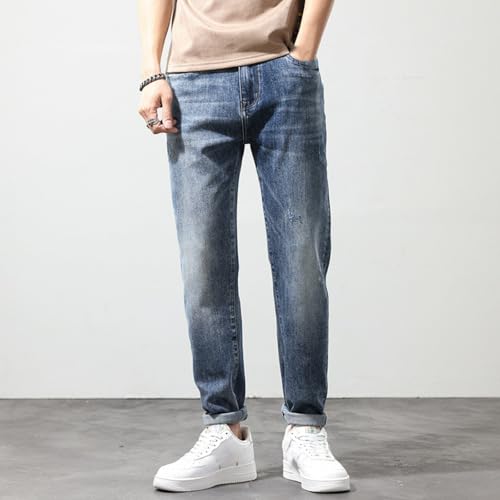 Jeans Pants Trouser Denim Large Size Stretch Trendy Fat Plus Vintage Thin Casual Commuter Straight Leg for Men2