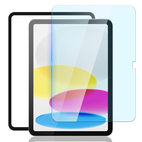 Nutmeg【ブルーライトカット 1枚セット】iPad 第11世代（A16）2025 ガラスフィルム ブルーライトカット 10.9インチ ガイド枠付き iPad 第10世代 2022 フィルム タブレット 保護フィルム 疎水性 表面硬9H【旭硝子素材採用 目の疲れを軽減します】強化ガラス 耐衝撃 耐久性 ラウンドエッジ加工 撥油性 指紋防止 飛散防止 高透過