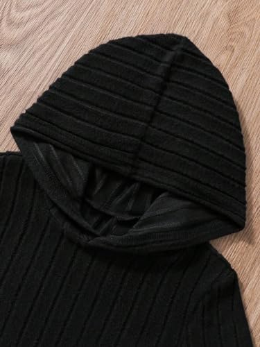 GORGLITTER Girl's 2 Piece Outfits Set Ribbed Knit Long Sleeve Hoodie Sweatshirt and Flare Pants3