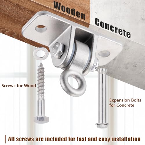 Wishtofly Porch Swing Hanging Kit, Heavy Duty 304 Stainless Steel Swing Hangers Set with Galvanized Iron Springs for Hammock Chairs or Ceiling Mount Porch or Patio Swings, Screws and Bolts Included by Wishtofly - Image 5