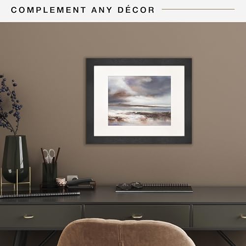 MCS Studio Gallery 11x14 Matted Photo Frame with 8x10 Picture Display, Black Woodgrain Vertical & Horizontal Wall Hanging Large Picture Frame for Photos & Art Prints (1-Pack)