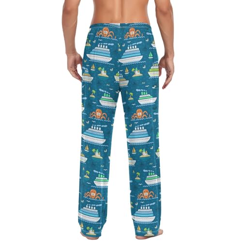 Cruise Ships Ocean Mens Pajama Pants Lounge Men's Pajama Bottoms Soft Sleep Pants With Pockets S4