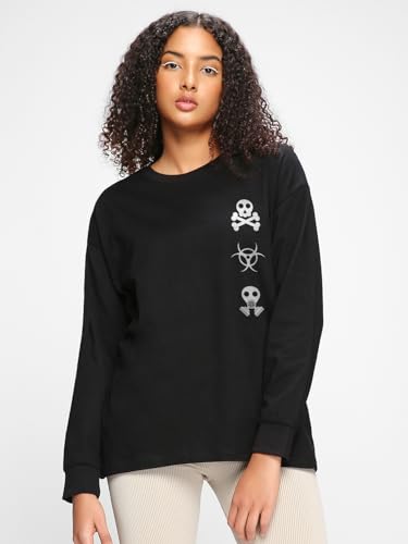 Image of Bewakoof Women's 100% Cotton Graphic Print Oversized Fit Round Neck T-Shirt