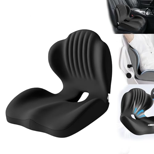 Ergonomic Memory Foam Seat Cushion with Lumbar &amp; Back Support, Relieves Back Pain, Reduces Pressure, Ideal for Office Chairs, Stools, and Car Seats, Perfect Gift for Parents &amp; Friends, The Most Thoughtful Gift