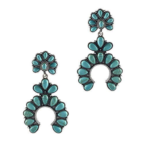 Wonderent Turquoise Fanwise Delicate Dangle Metal Earrings for Women