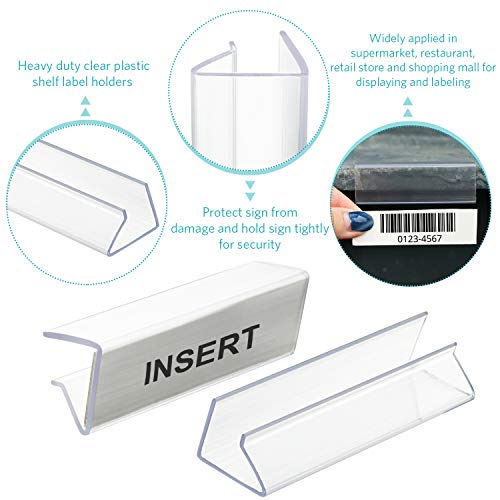 Clear Plastic Label Holders, Wire Shelf Label Tags Metro Shelf Label Holders 3 X 0.875 Inches Clip On Tag Ticket Holders, And Label Inserts Included (40 Packs) #TOP2