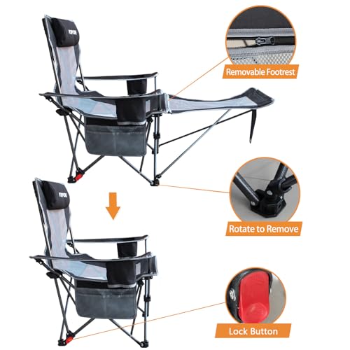 Fauteuil camping inclinable réglable, la solution pliante avec repose-pieds contre la fatigue - 8