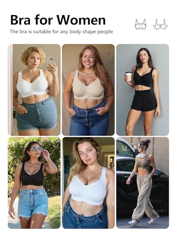 Plus Size Bras for Women No Underwire Full Coverage Everyday Bra Comfortable Wireless Padded Bras2