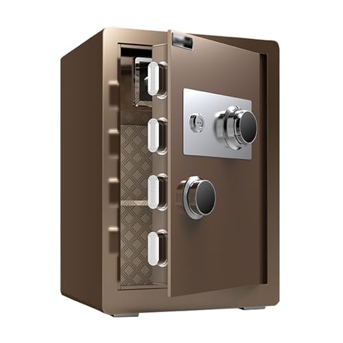Caja Caudales Combinación de Dial Mecánico Caja Fuerte Grande con Llave Safe para Hogar, Oficina y Hotel(Brown,60CM/24IN)