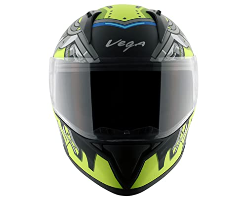 Vega Bolt Superhero Full Face Helmet Black Neon Yellow - Image 3