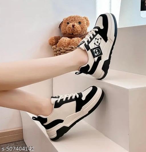 Image of Sneakers for Women Comfortable Synthetic Leather Shoes for Woman, Lace-Up Casual Girls Shoe, Lightweight Sneaker Shoes for Woman