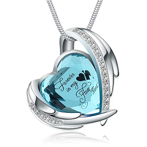 VCCWYQK Cremation Jewelry Crystal Heart Necklace for Ashes Urn Necklace Keepsake for Urn for Memorial Jewelry (Light Blue)