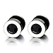 2 Weiß Schwarz Herren Damen Ohrringe Edelstahl Ohrstecker Fake Plugs Tunnel Ohr-Piercing mit 4mm Schwarz Zirkonia
